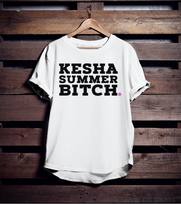 Kesha Records Rainbow Summer Bitch Rainbow Leopard Print Lips T-Shirt