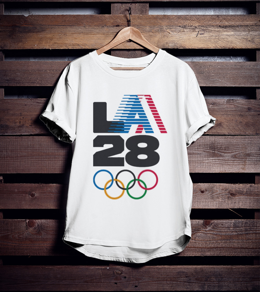"LA 2028 Summer Olympics Retro Style With Olympic Rings" T-Shirt