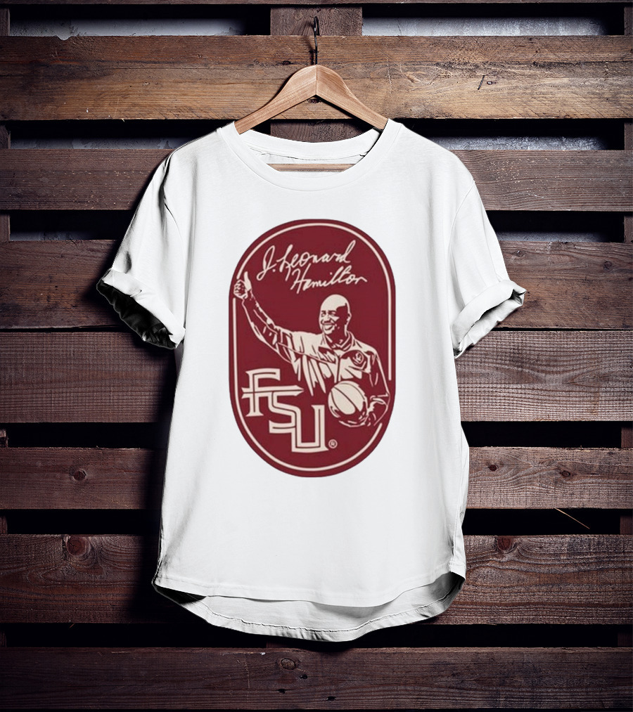 Leonard Hamilton FSU Basketball Coach With Ball And Signature T-Shirt