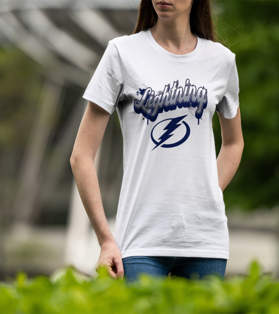 Lightning Script Blue Bolt Bubbly Tampa Bay T-Shirt