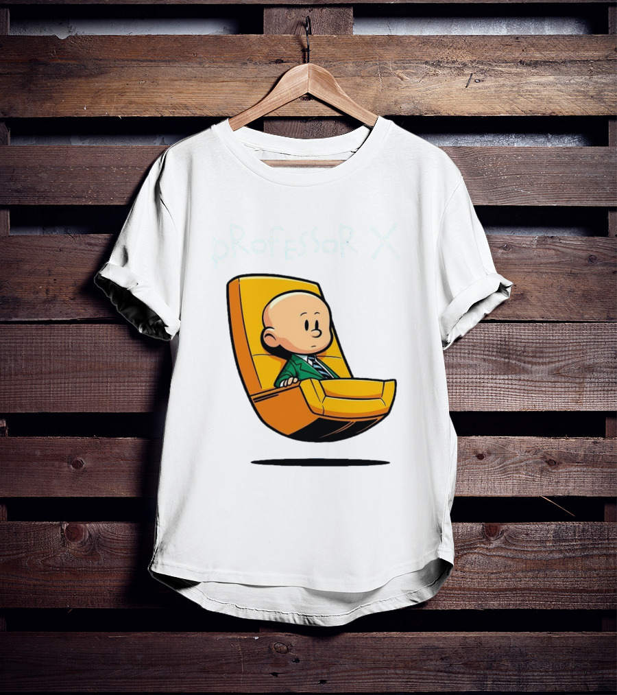 Professor X Cartoon Style In Yellow Chair T-Shirt