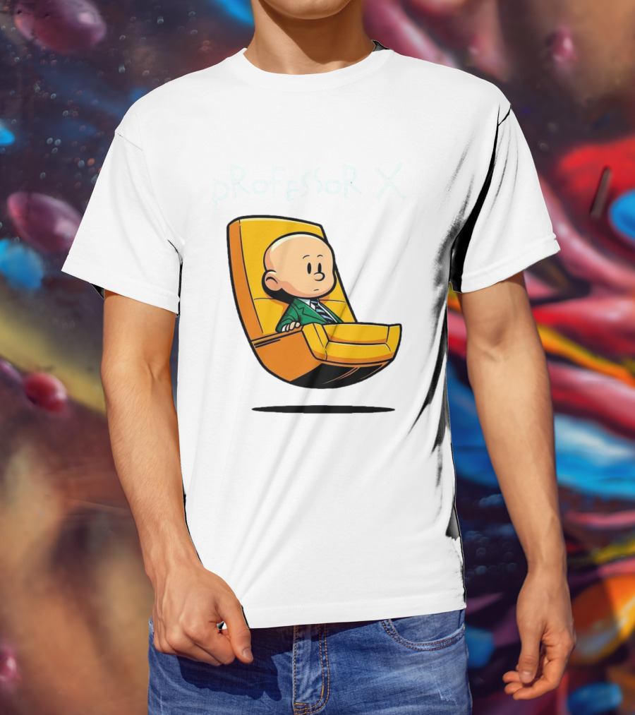 Professor X Cartoon Style In Yellow Chair T-Shirt