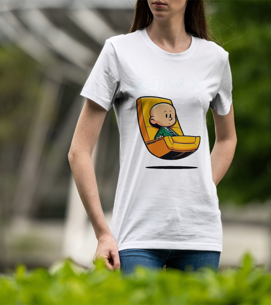 Professor X Cartoon Style In Yellow Chair T-Shirt