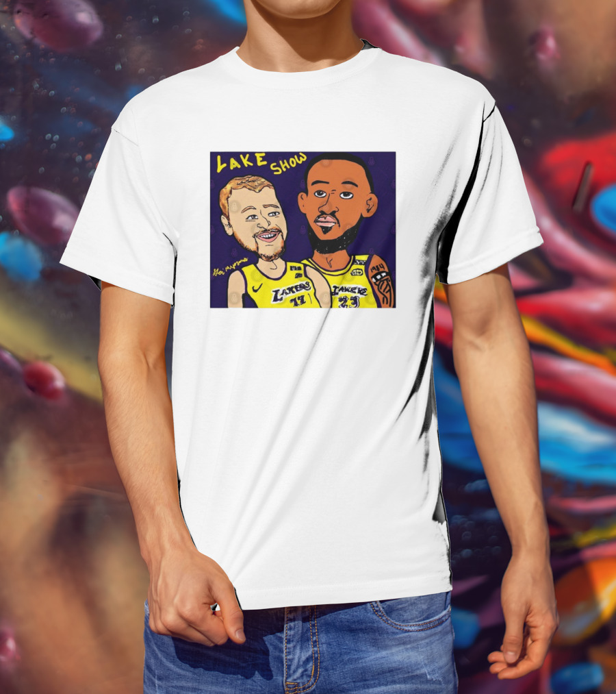 LeBron James And Luka Dončić Lake Show Lakers Cartoon Art 23 77 T-Shirt