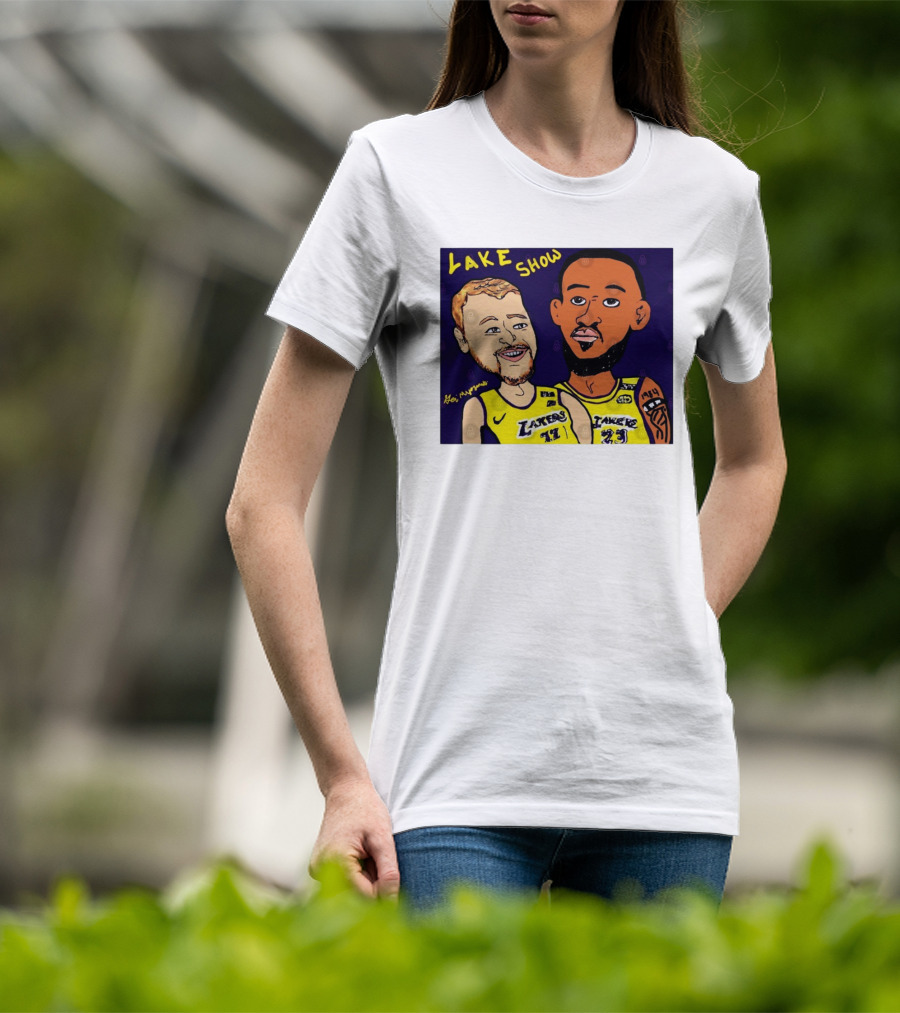 LeBron James And Luka Dončić Lake Show Lakers Cartoon Art 23 77 T-Shirt