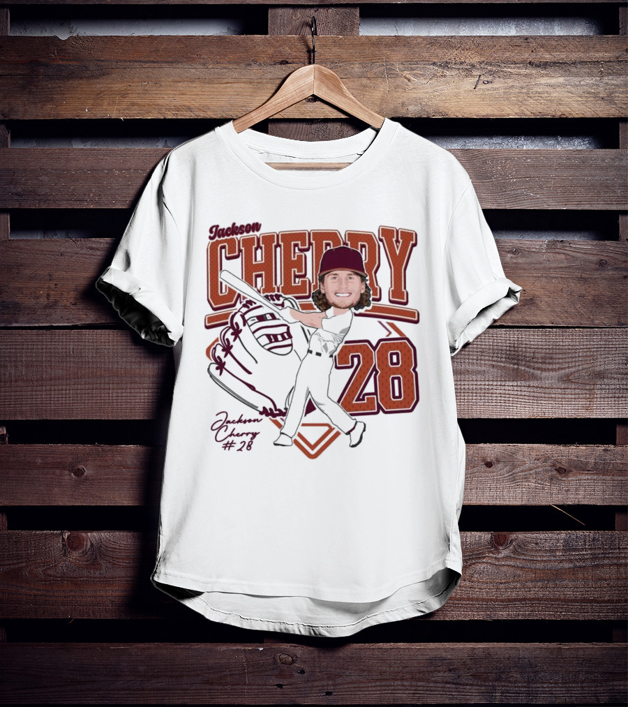 Cherry Baseball Jackson #28 Player Portrait 2025 T-Shirt