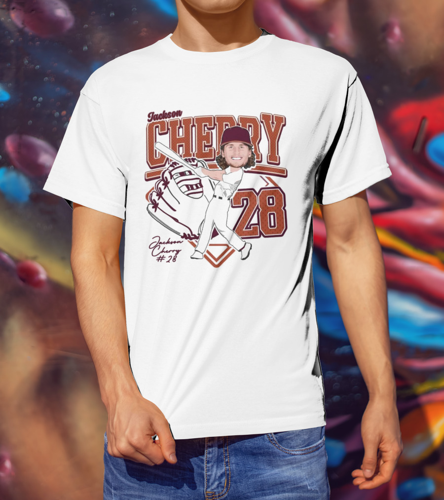 Cherry Baseball Jackson #28 Player Portrait 2025 T-Shirt