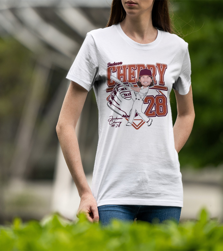 Cherry Baseball Jackson #28 Player Portrait 2025 T-Shirt