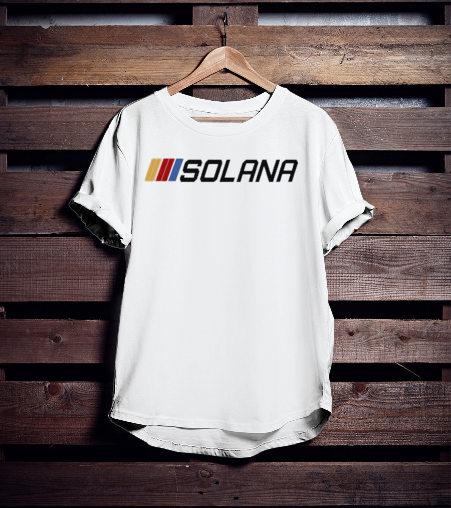 Jakey Wearing Solana Community Art Yellow Red Blue Bars T-Shirt