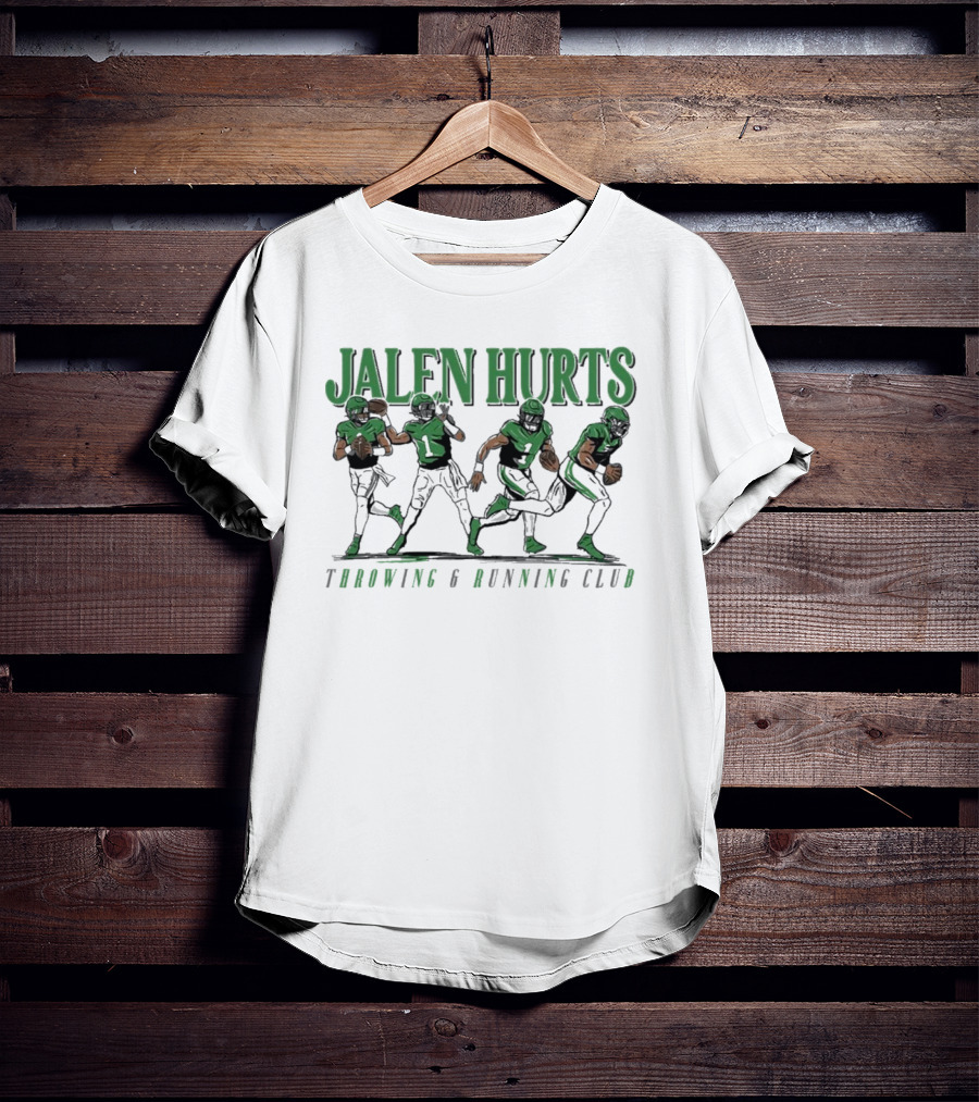 Jalen Hurts Dual Threat Throwing Running Action Figures Sports Apparel T-Shirt