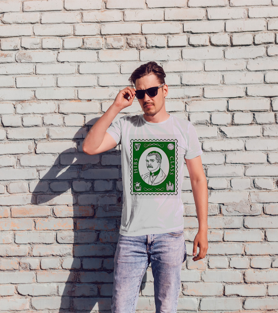 James Connolly Hibs Class Stamp With Harp, Ball, Ship, Castle Symbols T-Shirt