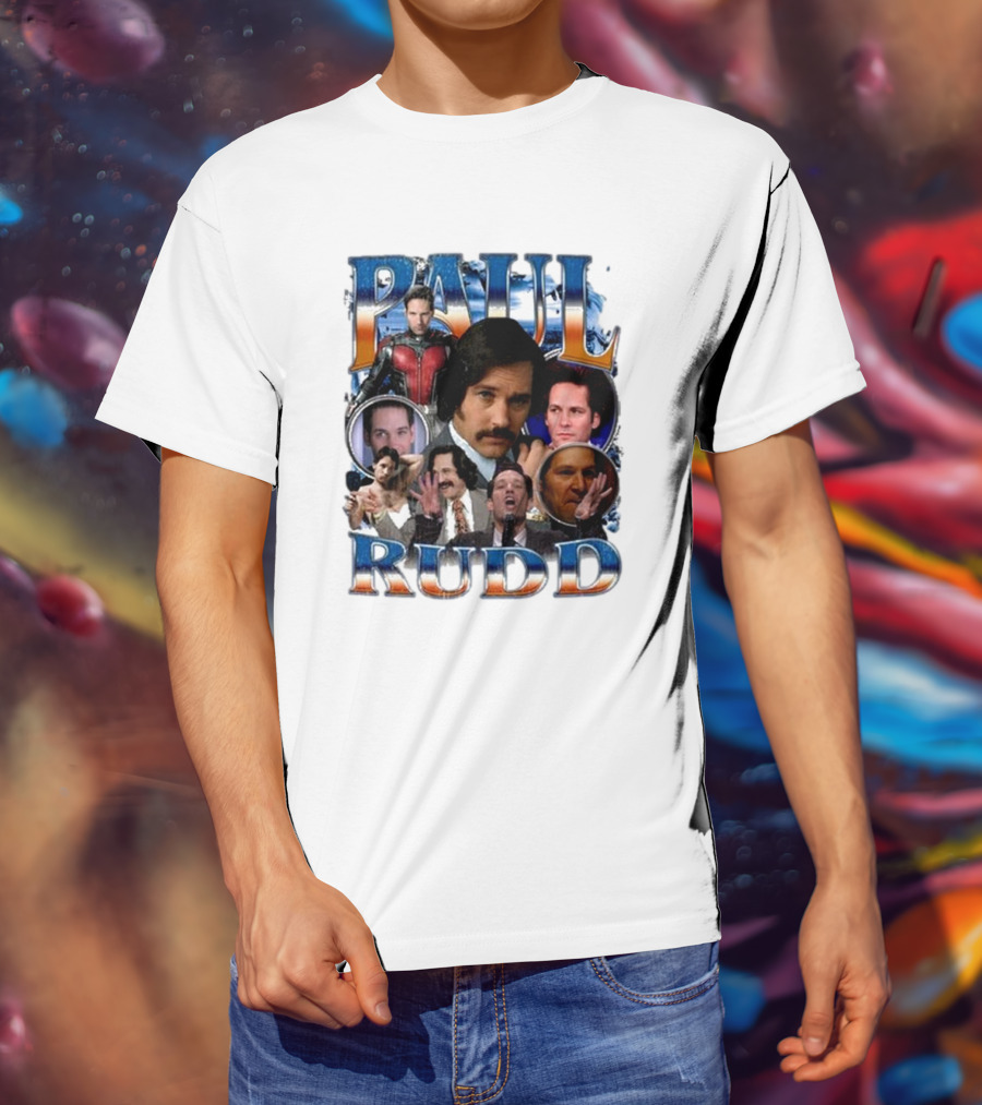 Paul Rudd 90’s Bootleg Ant-Man Anchor Improv Comedy Collage T-Shirt