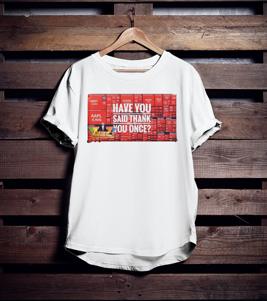 JD Vance Have You Said Thank You Once Stock Market Red Decline Background T-Shirt