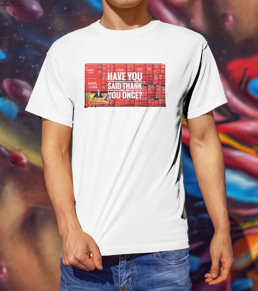 JD Vance Have You Said Thank You Once Stock Market Red Decline Background T-Shirt