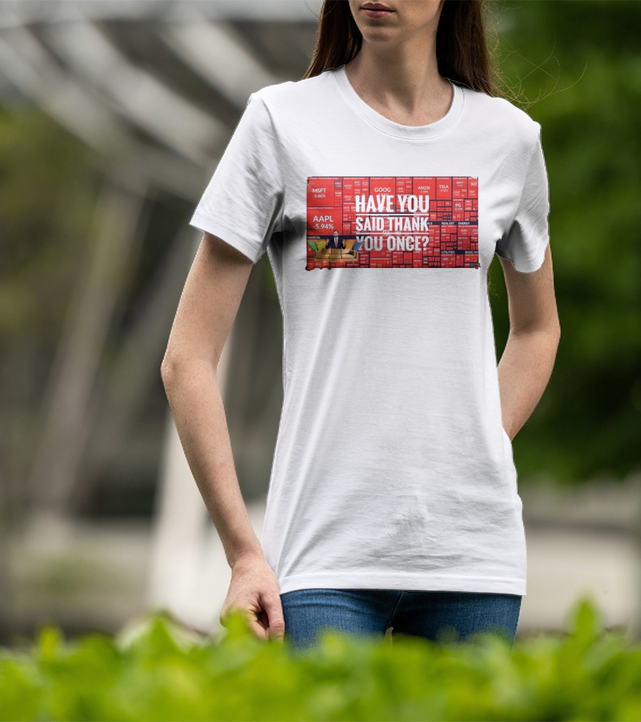 JD Vance Have You Said Thank You Once Stock Market Red Decline Background T-Shirt