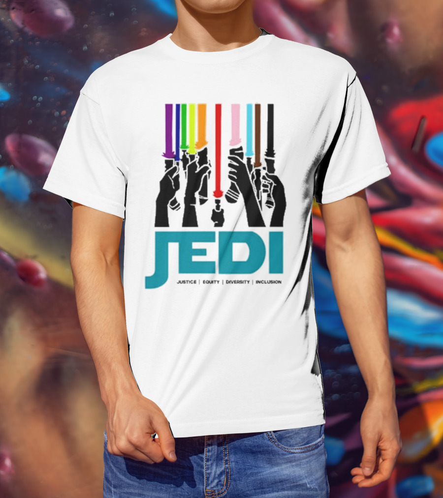 Jedi Justice Equity Diversity Inclusion Lightsaber Colors T-Shirt
