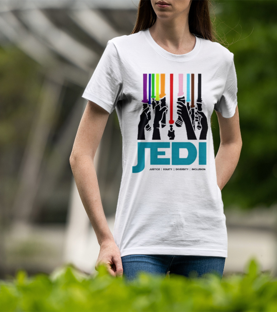 Jedi Justice Equity Diversity Inclusion Lightsaber Colors T-Shirt