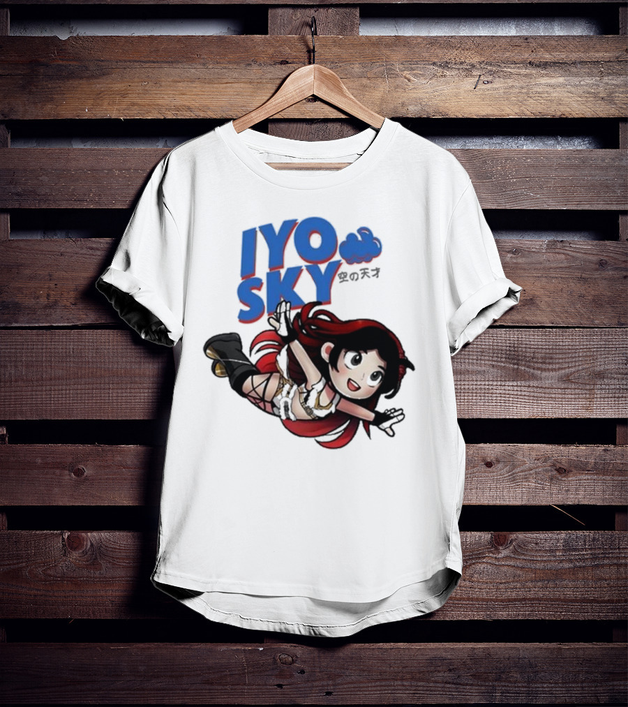 Iyo Sky Anime Character With Red And Black Hair Floating In The Clouds T-Shirt