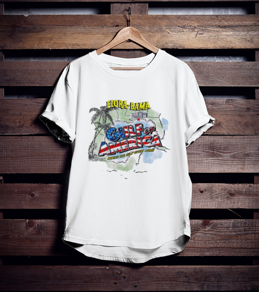 Flora-Bama Gulf Of America Making The Gulf Great Again 2025 Palm Tree Map T-Shirt