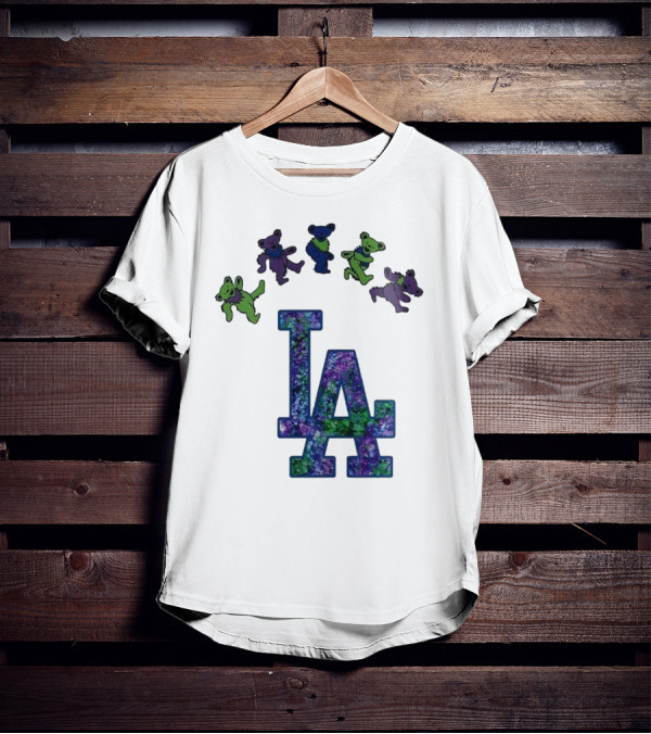 Los Angeles Dodgers Grateful Dead Night 2025 LA Logo Dancing Bears T-Shirt