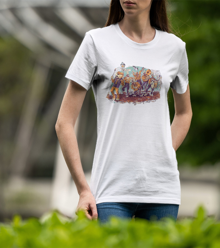 LSU Tigers Football Mardi Gras 2025 Band Parade Celebration T-Shirt