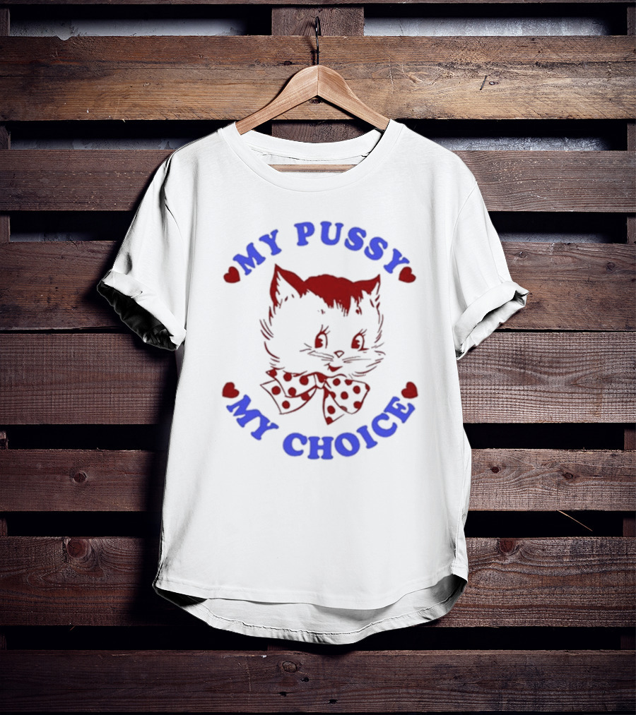 Maison Rapito My Pussy My Choice Cat Drawing And Polka Dot Bow T-Shirt