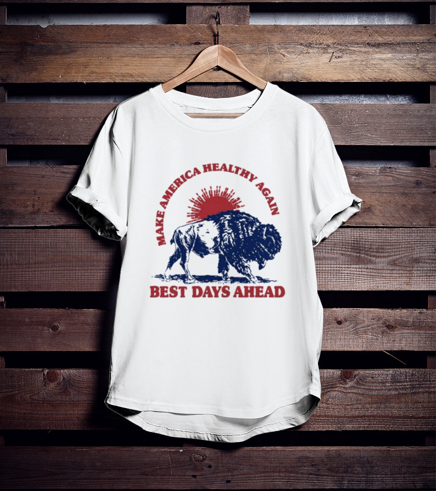 Make America Healthy Again Best Days Ahead Buffalo Bison Sunburst T-Shirt