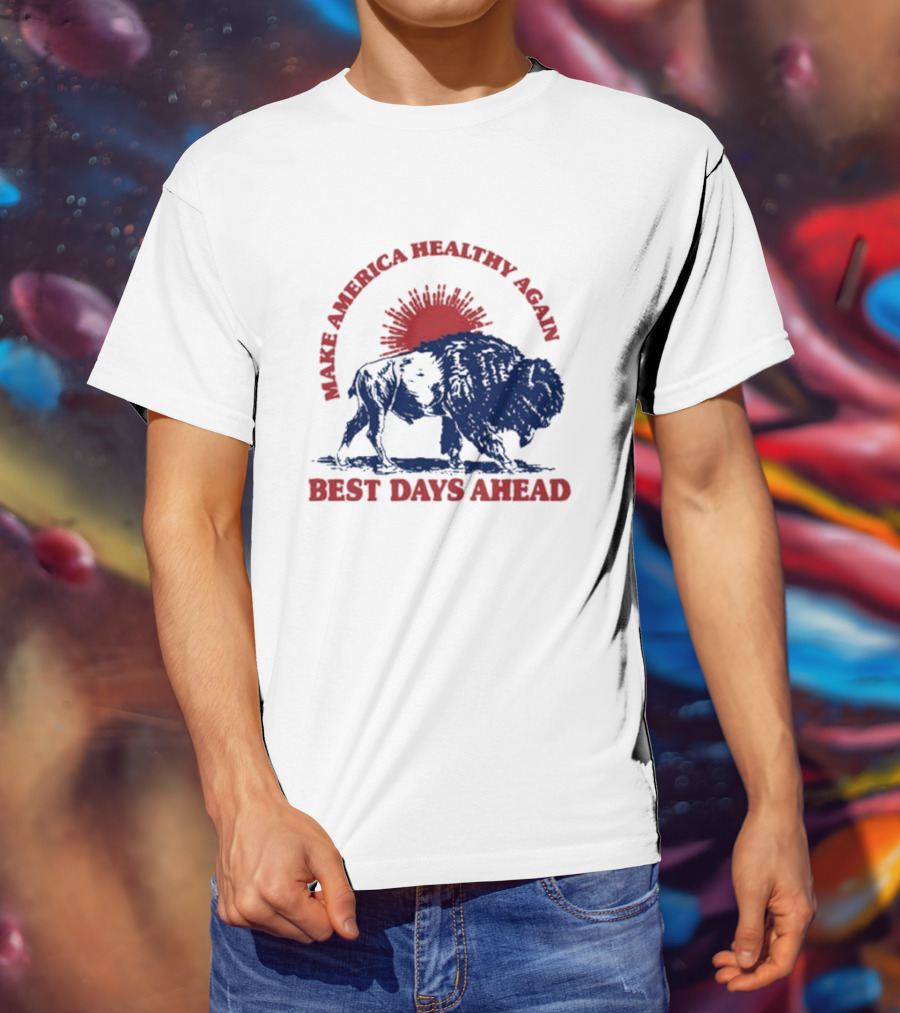 Make America Healthy Again Best Days Ahead Buffalo Bison Sunburst T-Shirt
