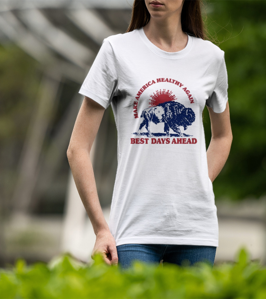 Make America Healthy Again Best Days Ahead Buffalo Bison Sunburst T-Shirt