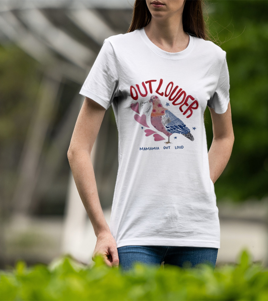 Mamamia Out Loud Outlouder Pigeon With Hearts And Stars T-Shirt