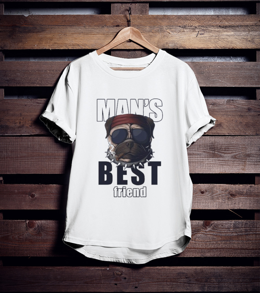 Man's Best Friend Bulldog With Bandana And Sunglasses T-Shirt