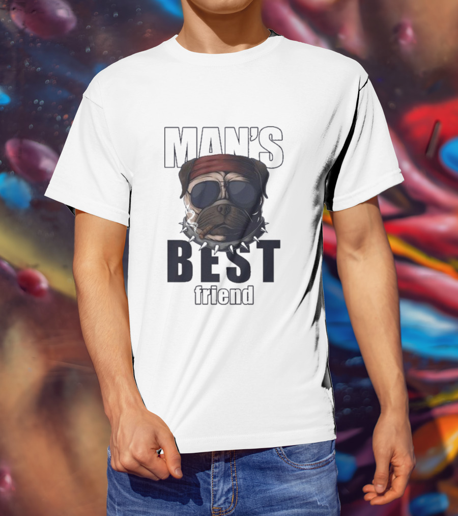 Man's Best Friend Bulldog With Bandana And Sunglasses T-Shirt
