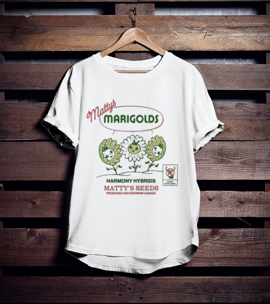 Matty's Marigolds Harmony Hybrids Matty's Seeds Produced And Grown In Canada T-Shirt