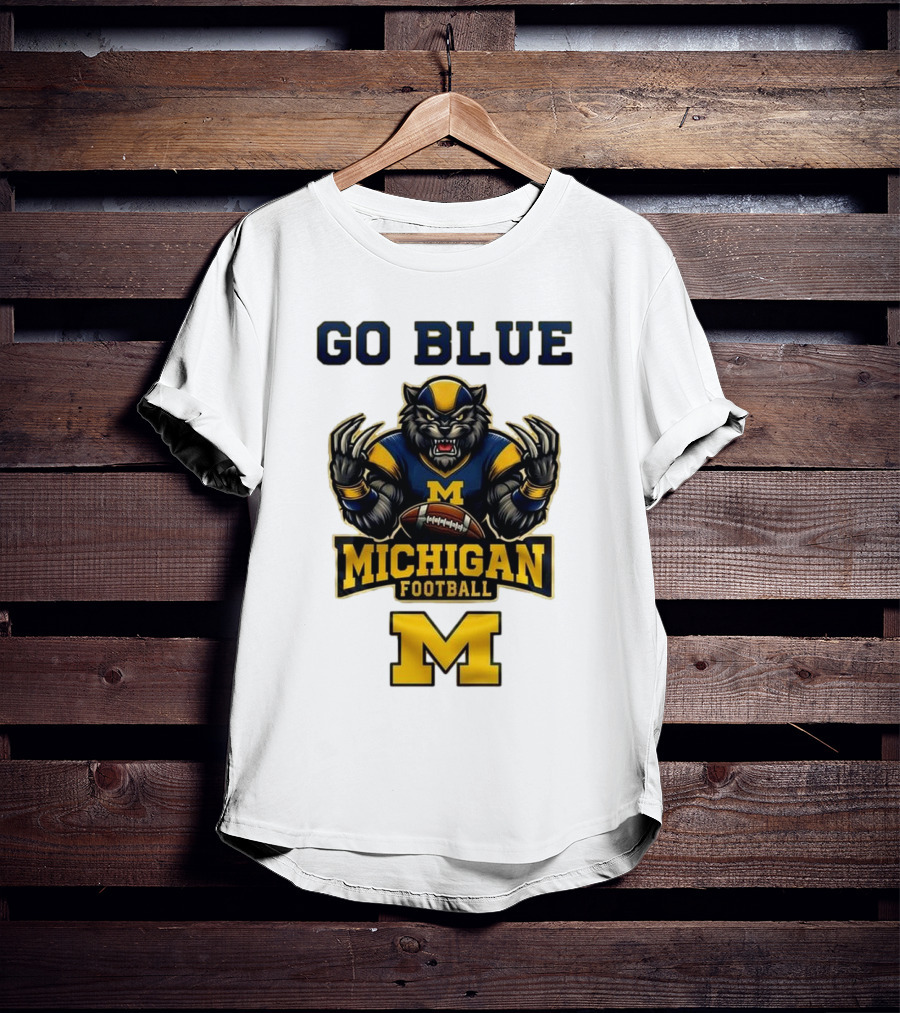 Go Blue Michigan Football Wolverine Mascot M T-Shirt
