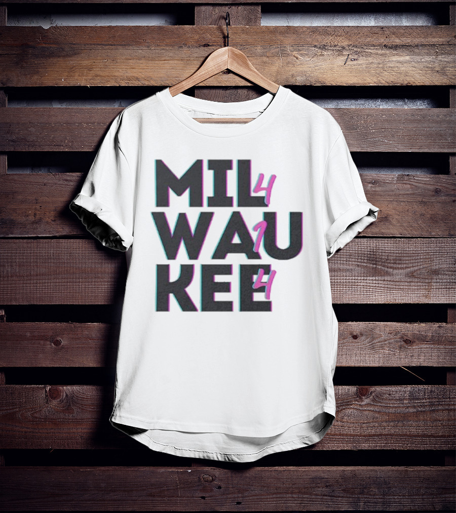 Milwaukee 414 Vintage Neon Typography Bold Statement T-Shirt