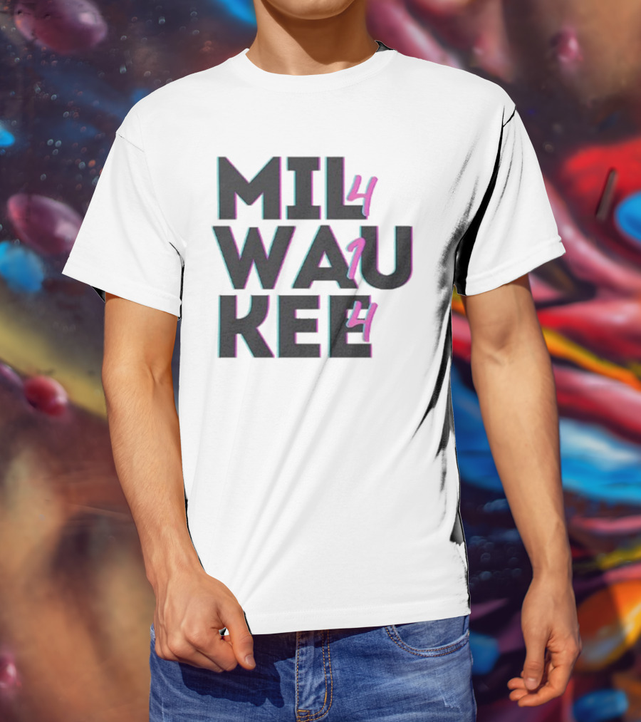 Milwaukee 414 Vintage Neon Typography Bold Statement T-Shirt