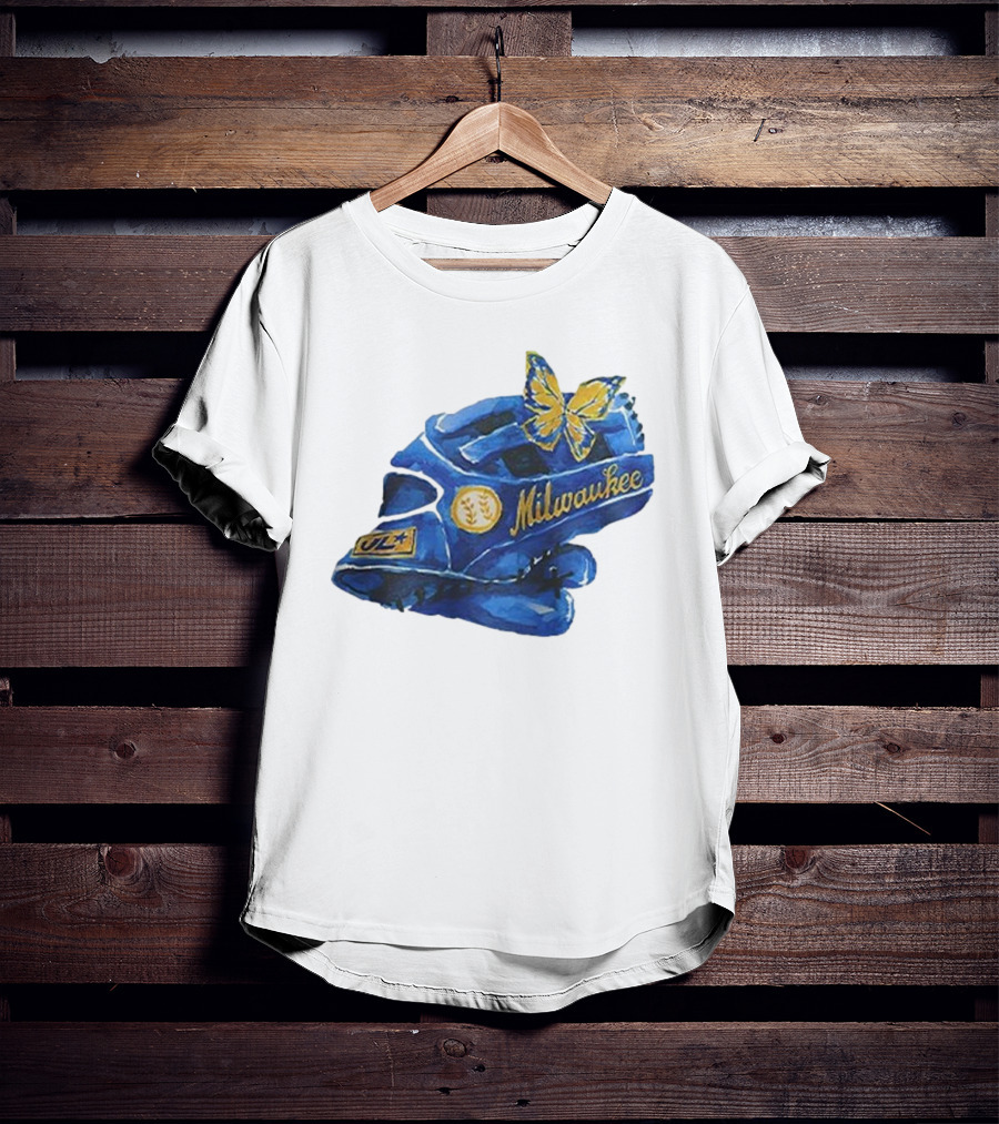Milwaukee Brewers Hupy And Abraham Day Catcher's Mask With Butterfly And Key Symbols T-Shirt