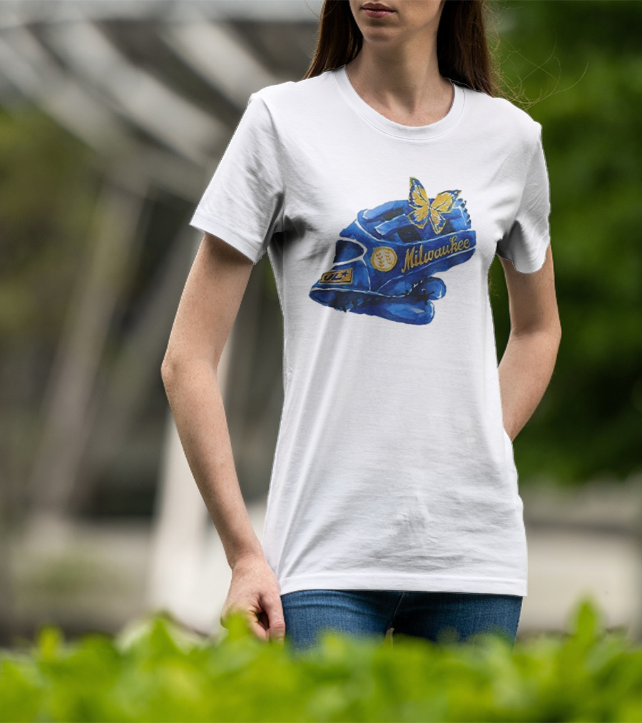 Milwaukee Brewers Hupy And Abraham Day Catcher's Mask With Butterfly And Key Symbols T-Shirt