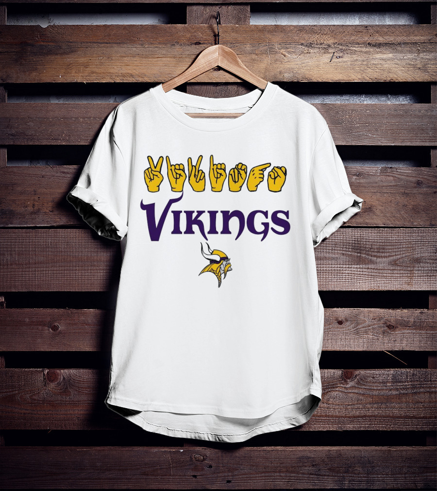 Minnesota Vikings NFL ASL Love Sign American Sign Language T-Shirt