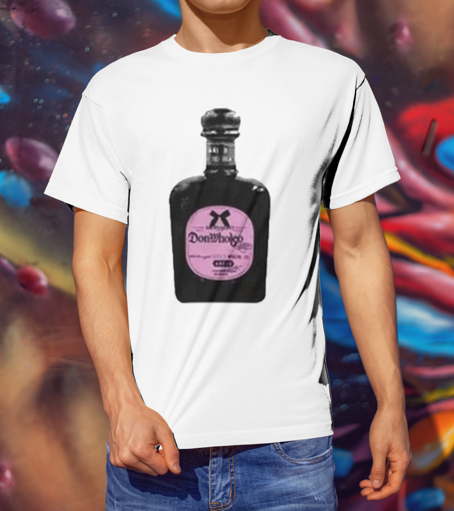 Monaleo Donwholeo Tequila Bottle Pink Label T-Shirt