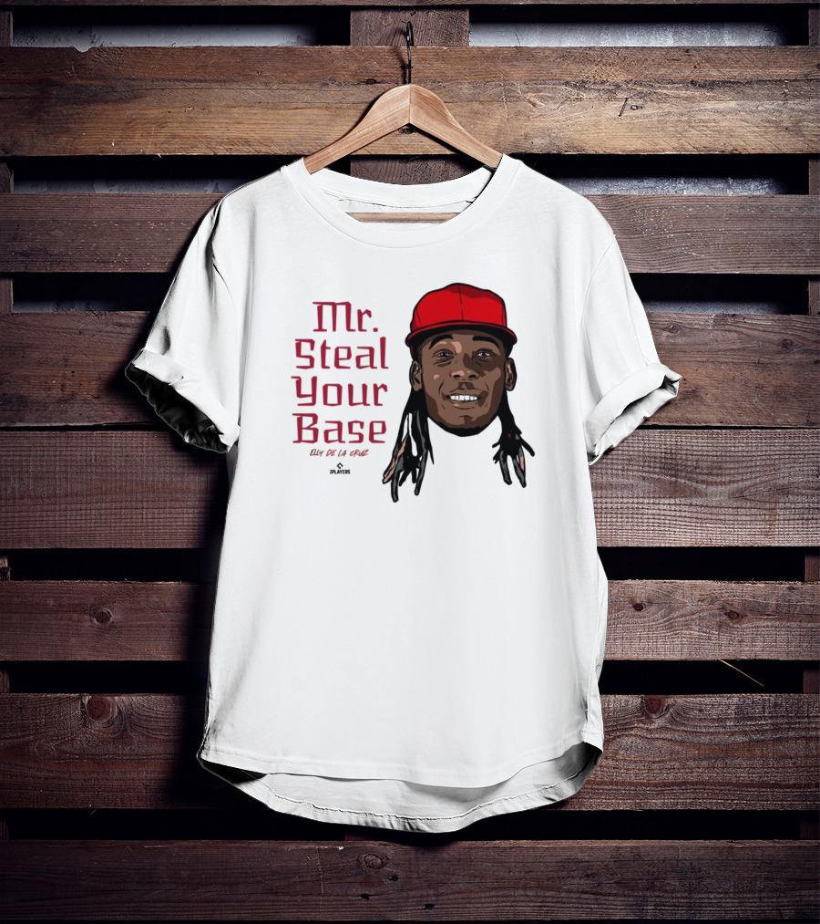 Mr Steal Your Base Elly De La Cruz Red Cap Portrait T-Shirt