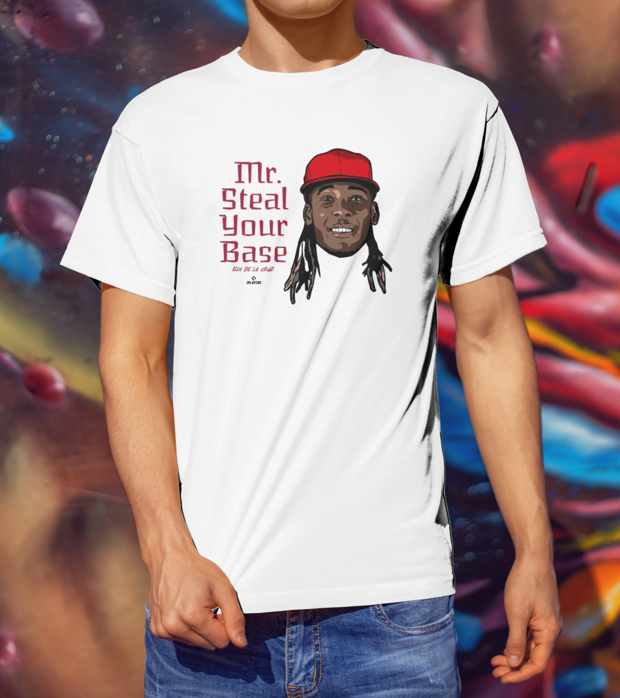 Mr Steal Your Base Elly De La Cruz Red Cap Portrait T-Shirt
