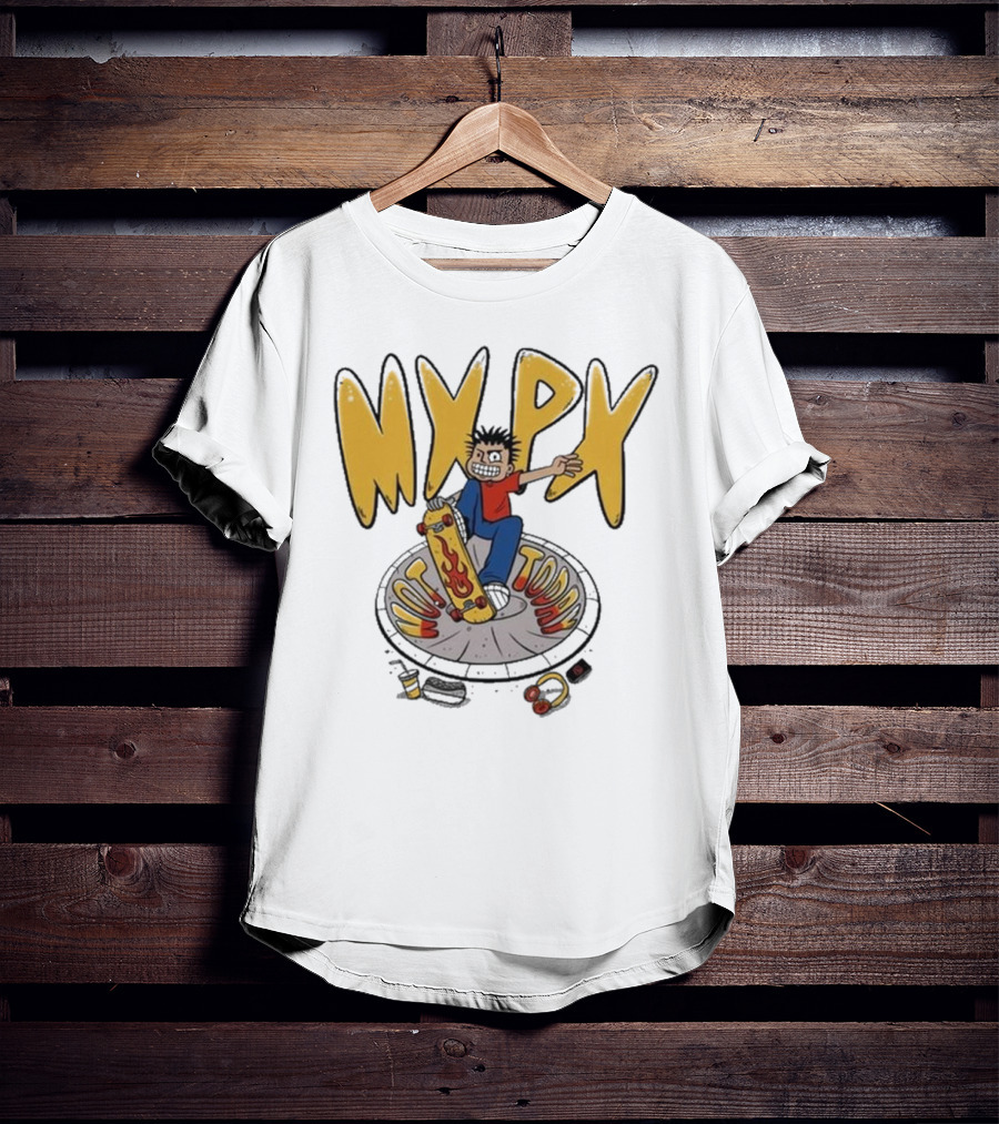 MXPX Today I'm Easy Skateboard Character With Flame Deck T-Shirt
