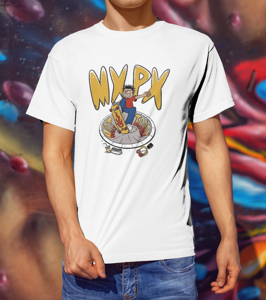 MXPX Today I'm Easy Skateboard Character With Flame Deck T-Shirt