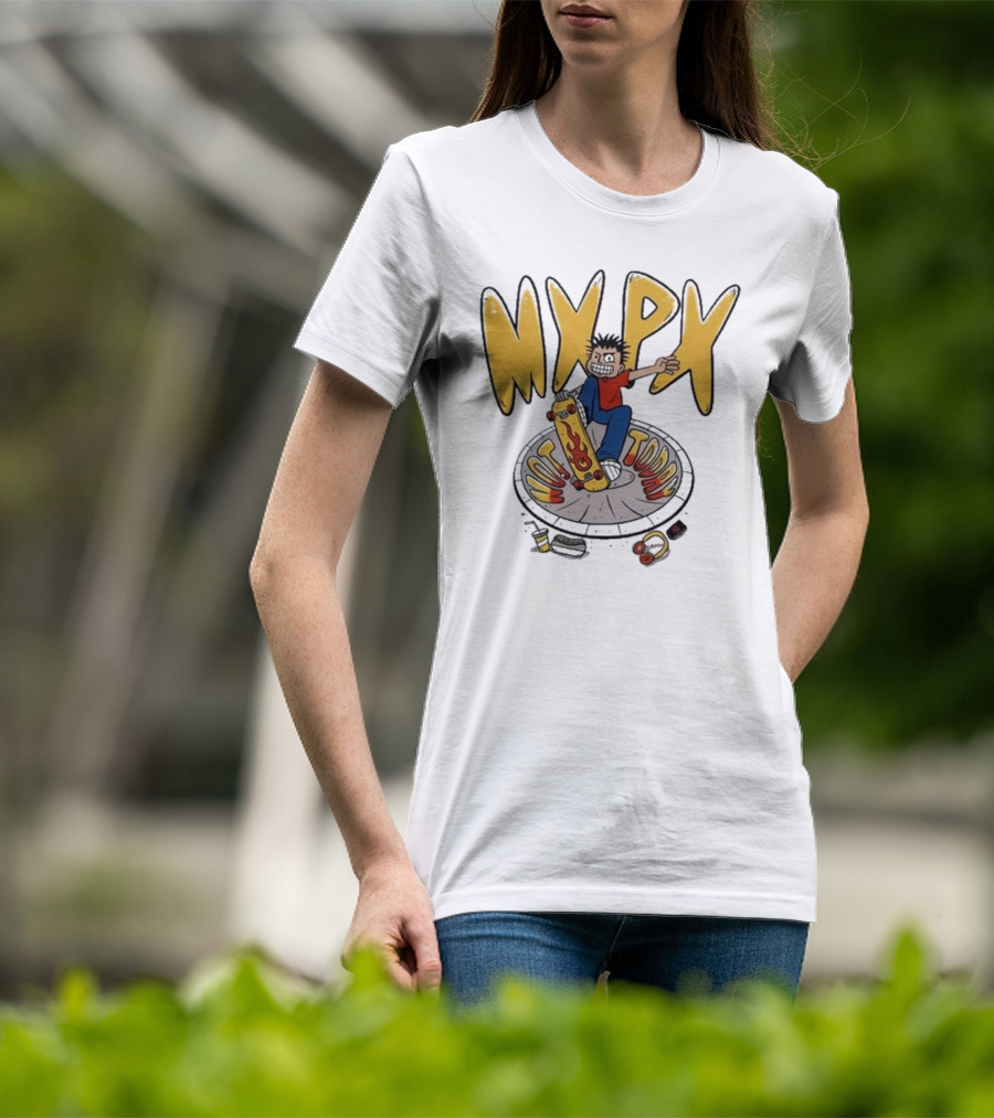MXPX Today I'm Easy Skateboard Character With Flame Deck T-Shirt