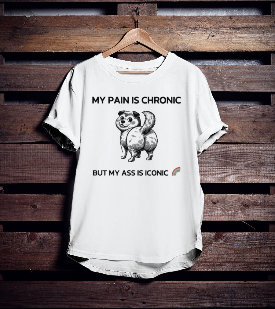 My Pain Is Chronic But My Ass Is Iconic Funny Dog Rainbow T-Shirt