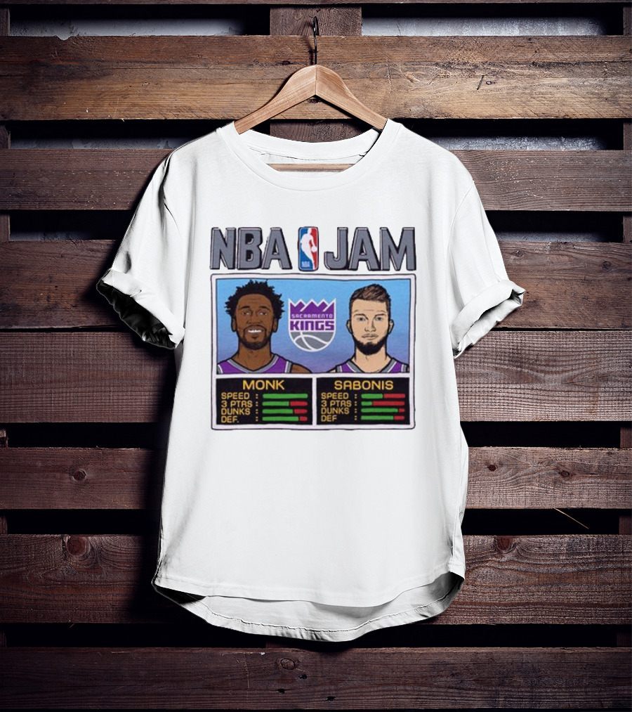 NBA Jam Sacramento Kings Monk Sabonis Stats Graphic T-Shirt
