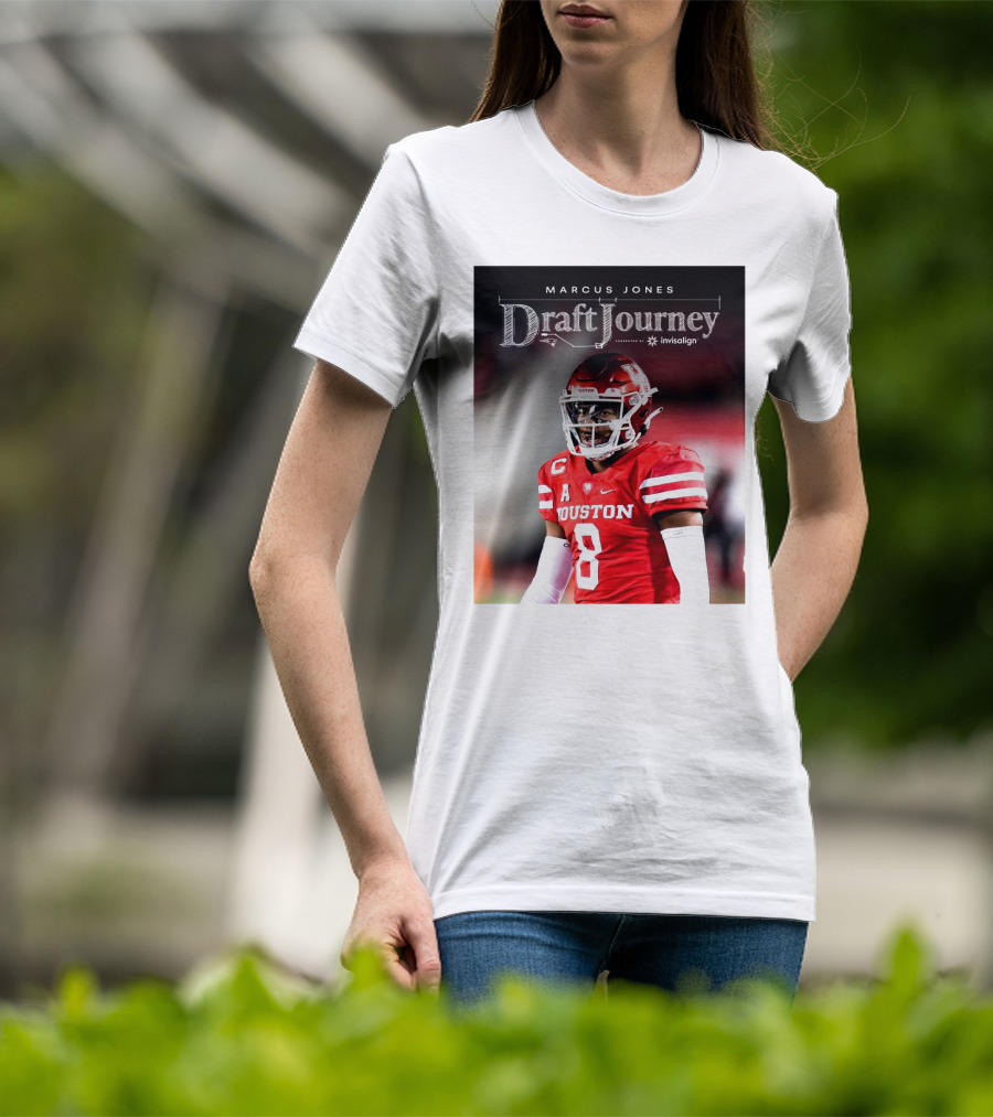 Marcus Jones New England Patriots NFL Draft Journey Houston Football T-Shirt