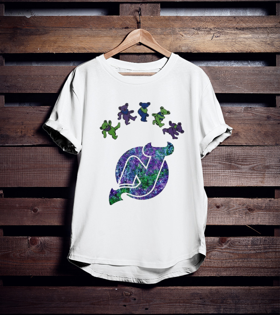 New Jersey Devils Grateful Dead Night 2025 Dancing Bears Iconic Hockey Event T-Shirt