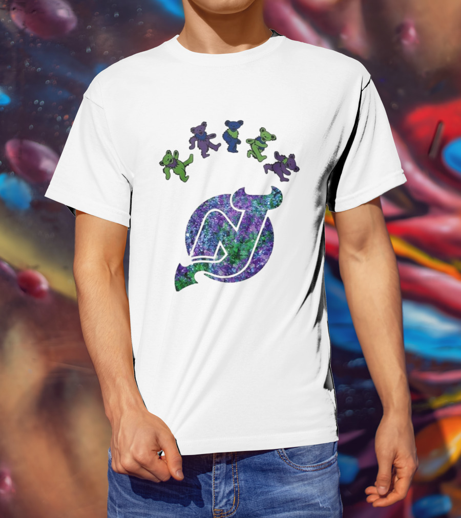 New Jersey Devils Grateful Dead Night 2025 Dancing Bears Iconic Hockey Event T-Shirt